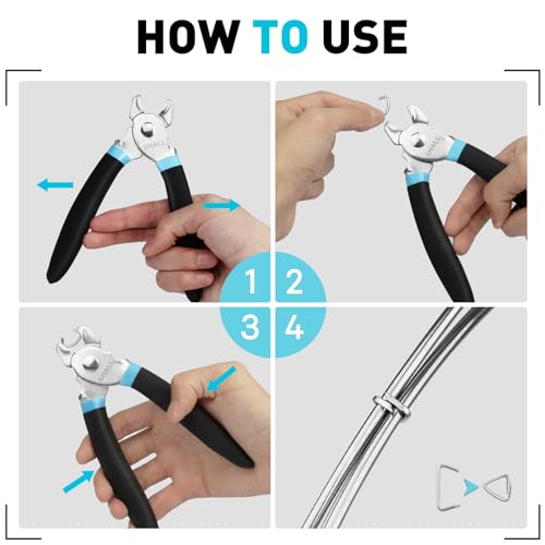 SHALL Hog Ring Pliers Kit with 600pcs Galvanized Hog Rings (3/8’’, 1/2’’, 3/4’’) for Upholstery, Fence, Animal Pet Cages, Bungee Cords, Bagging, Protective Gloves, Storage Case & Bag Included - style: Straight Head