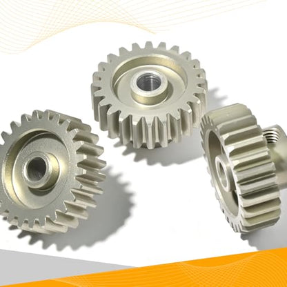 3PCS 0.6 Mod 0.6M Pinion Gear Set 24T 25T 26T, 7075 Aluminum Alloy with 3.175mm Bore for 540 550 Brushed Brushless Motors, Fits for 1/10 Tamiya Redcat HSP HPI RC Cars - size: 24 25 26T