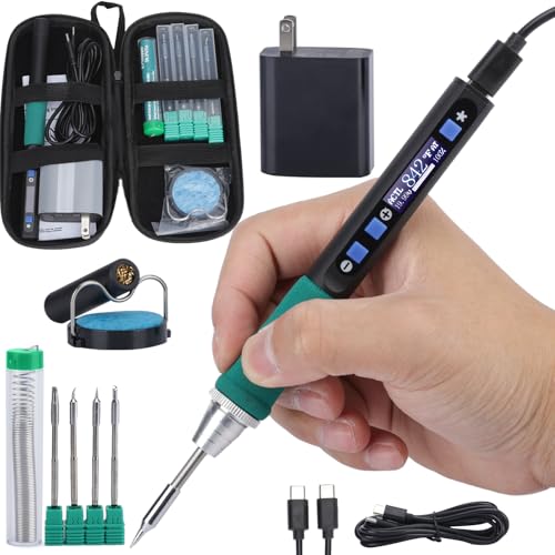WEP 928D-IV Soldering Iron Kit with Fast Heating with C235 Tip, Dynamic Screen, Compact USB Soldering Iron with Tool Bag, Multi-Functional Cover, Type-C Charging, Sleep Mode, PD/QC Protocols - style: Upgraded Style