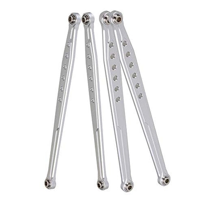 Mxfans Silver Aluminum SCX0007 SCX0010 Front & Rear Suspension Link Rod Linkage for AXIAL SCX10 Electric 4WD RC1:10 Car Set of 2