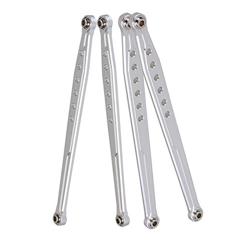 Mxfans Silver Aluminum SCX0007 SCX0010 Front & Rear Suspension Link Rod Linkage for AXIAL SCX10 Electric 4WD RC1:10 Car Set of 2