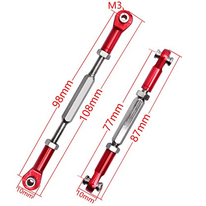 Hobbypark Steel Turnbuckles and Aluminum Camber Links Rod Ends Toe Links Set Linkage for Arrma 1/8 Typhon Mega 4x4 Option Parts (6PCS) (Red) - color: Red