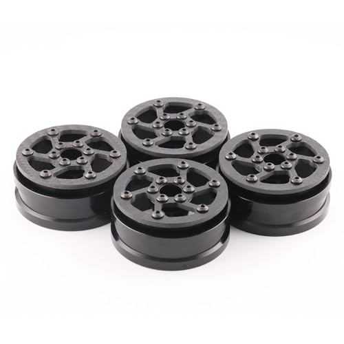 Beadlock Wheel Rims 4PCS 1.9" Upgraded Carbon Fiber Aluminum Wheel Hub Compatible with 1/10 RC Crawler Gen8 TRX-4 Axial VS4-10 Capra SCX10 RC Car Accessories (Patten F) - color: Patten F