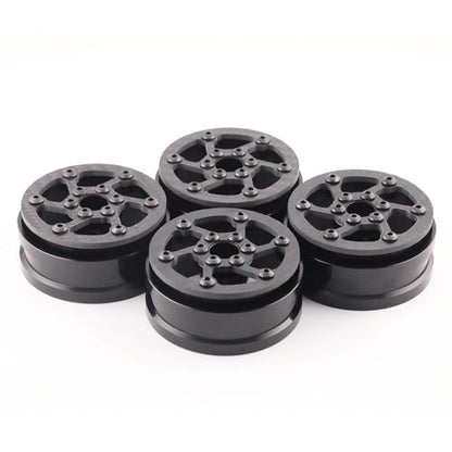 Beadlock Wheel Rims 4PCS 1.9" Upgraded Carbon Fiber Aluminum Wheel Hub Compatible with 1/10 RC Crawler Gen8 TRX-4 Axial VS4-10 Capra SCX10 RC Car Accessories (Patten F) - color: Patten F