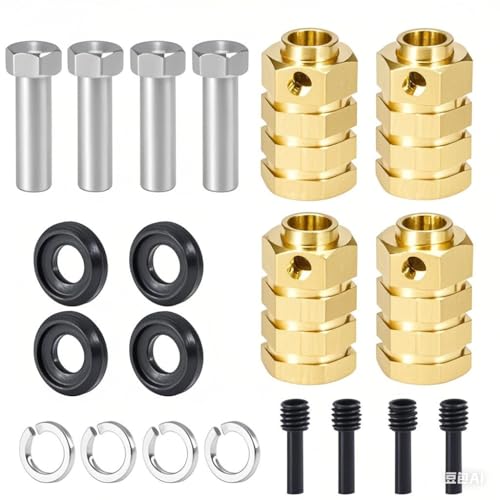 4PCS 12mm Wheel Hubs Hex Pins Adapter-Heavy Duty Brass(5-20mm) for TRX4 TRX6 RC Crawler – Heavy Duty Wheel Spacers & Extensions (20mm)