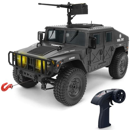 1:14 Scale 4WD Off-Road Car RC Crawler Military Truck with Winch, Led Light, All-Terrain Remote Control Car RTR Hobby Toy Armored Vehicle Gift for Boys Adults