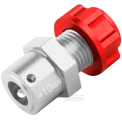 RC 10MM Extended Wheel Hub Drive w/Anti-dust Cap Nuts Upgrades Part for 1/7 BigRock Fireteam Limitless 6S,1/8 Kraton Outcast Notorious Talion 6S,Alloy Aluminium Wheel Hub,Silver w/Red - color: Silver&red