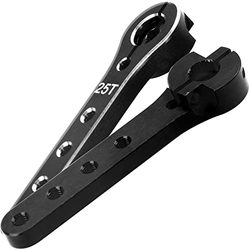 2Pcs ShareGoo 25T Servo Horn 56mm Metal 25 Teeth Extension Steering Servo Arm Compatible with 30-100CC Balsa Airplanes RC Plane Helicopter Car (Black) - color: Black