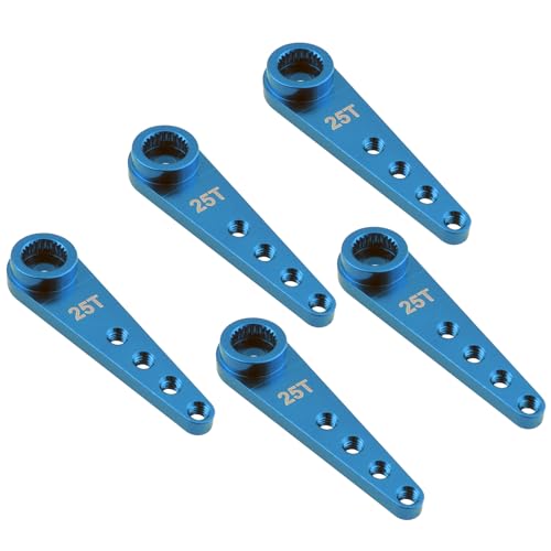5pcs Aluminum 25T Servo Horn 37mm M2.5 Threads Metal 25 Teeth Extension Steering Arm Compatible with Futaba Savox Power Servos RC Car Truck - color: Blue