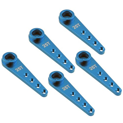 5pcs Aluminum 25T Servo Horn 37mm M2.5 Threads Metal 25 Teeth Extension Steering Arm Compatible with Futaba Savox Power Servos RC Car Truck - color: Blue