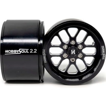 RC 2.2 Beadlock Wheels 40mm Wide 4-Pack Fits TRX4 SCX10 Capra | -11mm negative offset, Black CNC aluminum rims with 12mm hex hub For 1/10 mud rock RC crawler trucks upgrades - color: Black