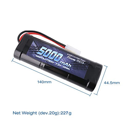 Gens ace 7.2v 5000mAh NiMh Rechargable RC Battery Packs for RC Cars,Electric Rc Monster Trucks,TRX, LOSI, Associated, HPI, TMY, Kyosho with TMY Connectors