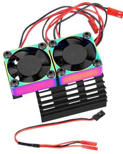 RC 30mm 28000rpm Twin Motor Fan with Metal Heatsink Brushless Motor Replacement Upgrades Part for 1/8 1/10 RC Car 540 550 F540 3650 3660 Motor.Motor Cooling Fans,Black(1PCS) - color: Black- (Rc Upgrades Part)
