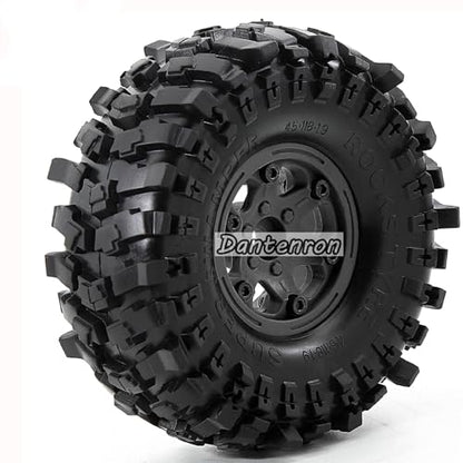 1.9 Rock Crawler Mud Tires and Plastic Wheels Rims OD 118mm 1/10 rc Rubber Grappler hubs Tyres with Foam for 1:10 Crawler Car Tamiya CC01 Traxxas TRX4 Axial SCX10 II RC4WD Gen8 4PCS (Black) - color: Black