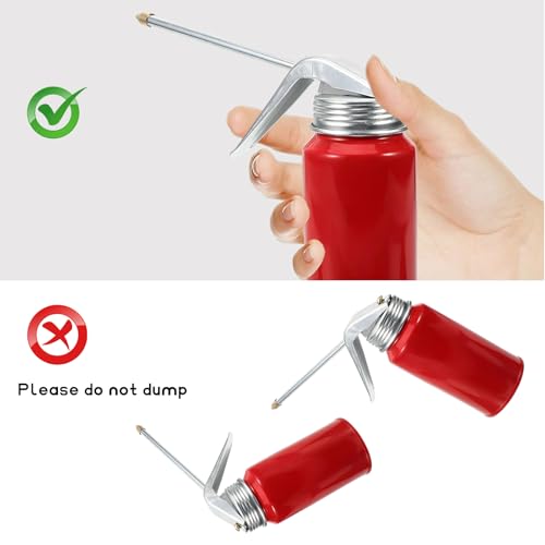 2 PCS Oil Can Pump Oiler, 200ml Metal Hand Pump Oiling Spray Can with Rigid Spout, Manual Engine Oil Dispenser Oiling Bottle for Home Motorcycles Bike Car Applications