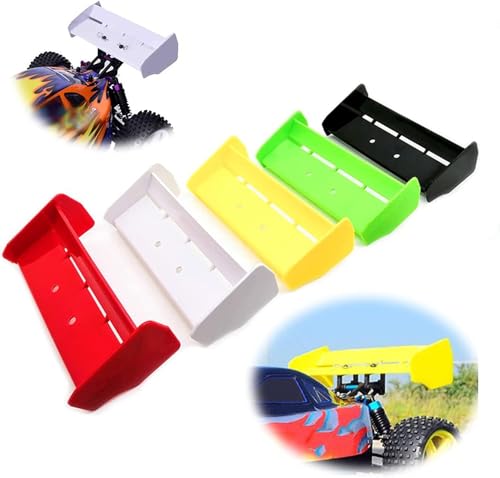 1/10 RC Plastic Rear Spoiler Compatible with 1:10 Scale RC Off-Road Short Course Truck Buggy Racing Rear Wing Tail (White) - color: White