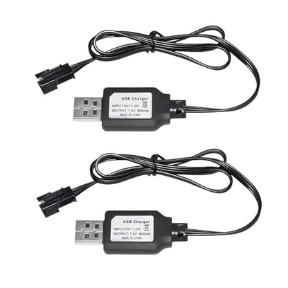 7.4V 3Pin SM-3P Plug USB Charger Cable for RC Cars Boats Toys Shark Vacuum Battery Charger Li-ion Battery Charger (2PCS)