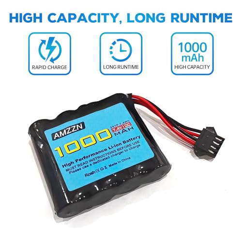 7.4V 1000mAh 2S Li-ion Battery with SM-4P Plug and USB Charging Cable for DE36W DE65 NO.1809 RC Toy Car, Off-Road Vehicle Climbing Drift Racing Battery