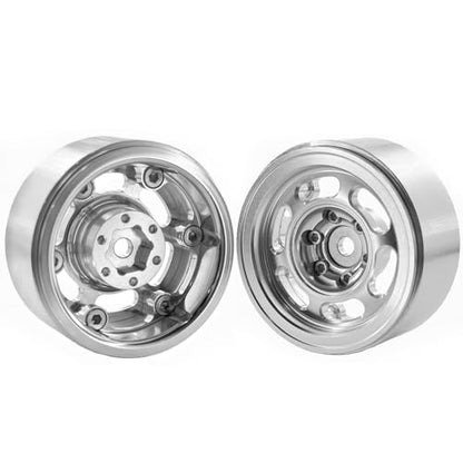 1.3” RC Beadlock Wheels, 4PCS CNC Aluminum Wheel Rims for 1/18 1/24 RC Crawler Upgrade (Silver)