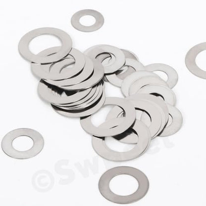 Swpeet 175Pcs 6 Sizes M4 M5 M6 M8 M10 M12 304 Stainless Steel Flat Washers Assortment Kit, Ultra Thin Flat Spacers, Metal Washers Set, Metal Ultra Thin Plain Gasket, Shim Washer for Screw Bolt