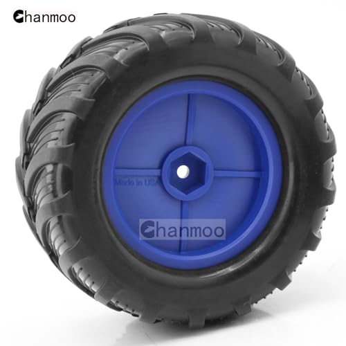 1/18 RC Monster Truck Tires and Hard Plastic Wheels Rims 12mm Hex 1/10 Rubber Buggy Off Road Tyres OD 100mm for 1/16 1/12 1/14 Scale Truck Car Traxxas E-REVO HSP HPI Tamiya Losi 4PCS (Bule) - color: Bule