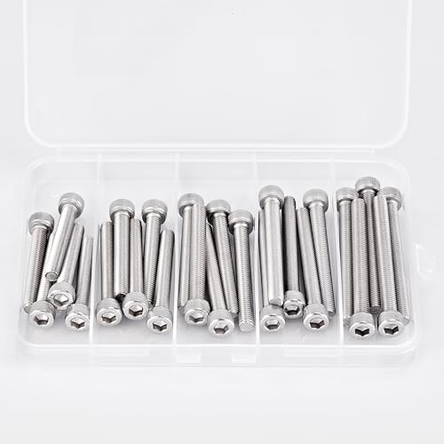 M6 x 40mm 45mm 50mm 55mm 60mm Hex Socket Head Cap Screws Bolts 304 Stainless Steel Metric Machine Allen Hex Drive, Fully Threaded, Assortment Kit 25PCS - size: M6 x 40/45/50/55/60mm (25PCS)