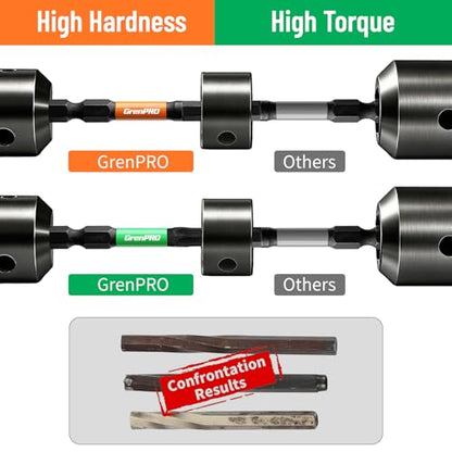GRENPRO Impact Screwdriver Bits Set, 35Pcs 2” Allen Wrench Drill Bit Set (Metric & SAE)/Trox, Premium S2 Steel Magnetic 1/4" Hex-Shank Bit Set,CNC Machined, Automotive Mechanic Home Repair | Magnetic 1/4" hex-shank bits are CNC machined in Metric and SAE