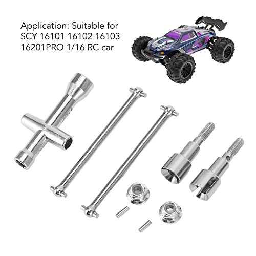 RC Rear Drive Shaft High Hardness Steel Rustproof Direct Replacement for SCY 16101 16102 16103 16201PRO 1/16 RC Car Upgrade Parts 2 Pack Dogbone Set with Axle Joint Cups