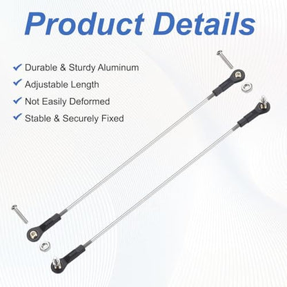 MECCANIXITY 4Pcs Adjustable Turnbuckles Camber Link, 334-344mm Turnbuckle Rod Steering Servo Linkage with M3 Ball Head Rod Ends for RC Car Replace Parts - size: 334-344mm