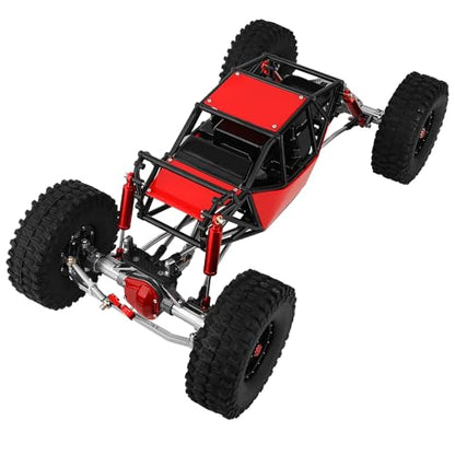 Metal DIY 330mm Wheelbase Rock Buggy Frame Chassis Crawler with SCX10 Straight Axles Nylon Tube Roll Cage for 1/10 RC Crawler Axial SCX10 Upgrades (red)