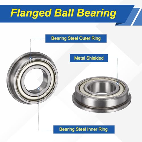 uxcell 5Pcs F6901ZZ Flanged Ball Bearings, 12 x 24 x 6mm Double Shielded Chrome Steel Deep Groove Bearing, ABEC5 - size: F6901ZZ 12 x 24 x 6mm