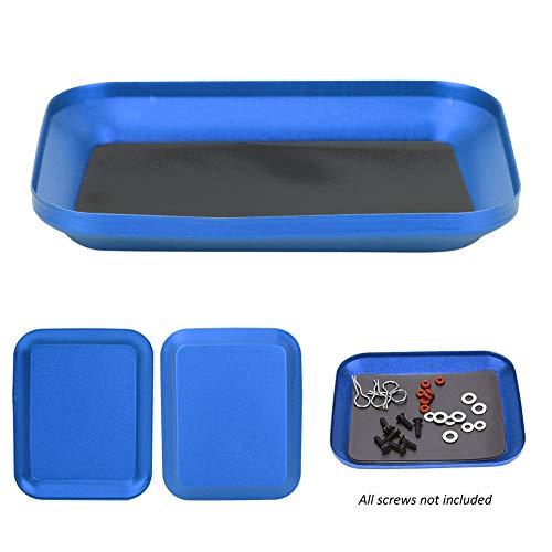 RiToEasysports RC Screw Tray, Storage Magnetic Tray Aluminum Alloy Small Parts and Screws Holder for Fuel Vehicle Parts - color: Blue