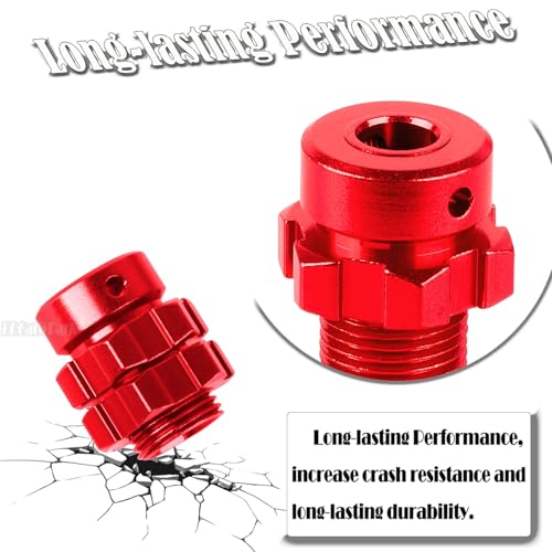 RC 17mm Wheel Hex 6mm Extended Wheel Hub Drive Upgrades Part for 1/10 E-Maxx/T-Maxx/E-Revo/Revo/Summit,4pcs Aluminum Hex Hub Adapters & Nuts w/Wrench,Replace Part #6469 5854,Red