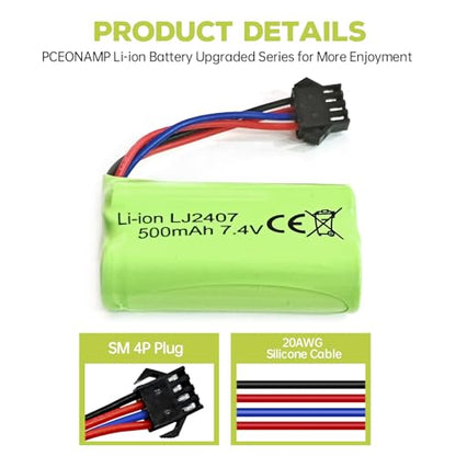 sea jump 7.4V 500mah SM-4P Plug Charging Battery with USB Charging Cable for EC16 DE85 RC Toy Car Model Off-Road Vehicle Battery M416 Electric Gel Ball Blaster Backup Battery