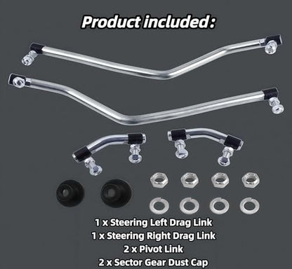 Steering Drag Link Set LH/RH for Husqvarna Craftsman Poulan Mower, 6 Pack | Replaces 436884 436885 436887, Adjustable Ends, 4130 Zinc Coated Steel, Includes Pivot Links & Dust Caps