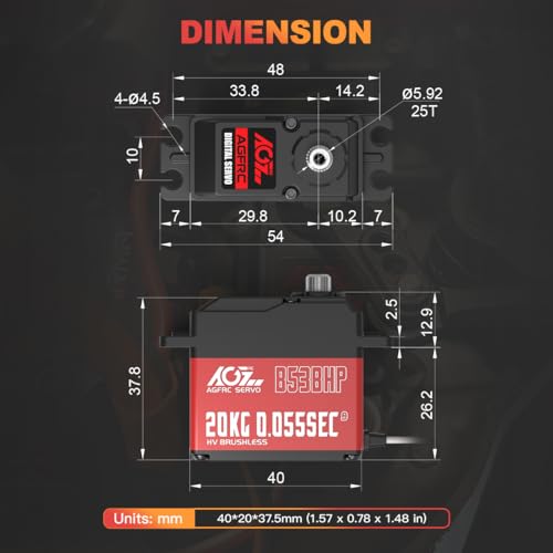 AGFRC High-Speed Brushless Steering RC-Servo-Motor - 0.055Sec Upgraded Digital Servo with Metal Gear for 1/10 RC Car Boat Crawler(B53BHP V2) - style: B53BHP V2
