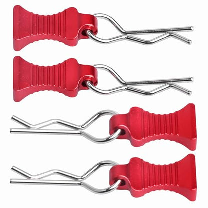 1/10 RC Body Clips Pins with Pull Tabs for Traxxas TRX4 Axial SCX10 Redcat RC Scale Car Crawler Truck Body Shell Post Mount Replacement, 4-Pack (Red) - color: Red