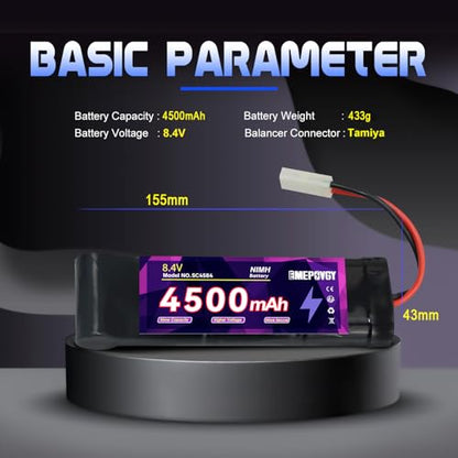 8.4V RC NiMH Battery 4500mAh Capacity Rechargeable 7-Cell Flat Battery Pack with TMY Plug - color: 8.4V