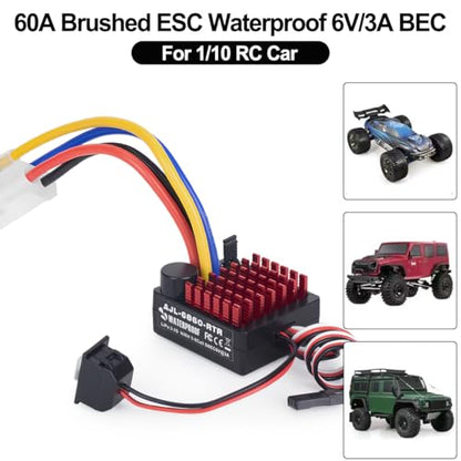 2-3s 60A Brushed ESC Waterproof Electronic Speed Controller with Switch Mode BEC for 1/10 Scale RC Crawler Car Trucks Upgrade (Tamiya Plug) - style: Tamiya Plug