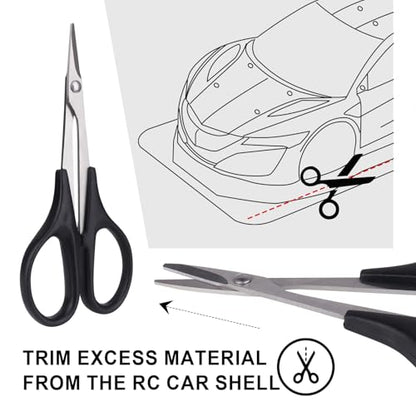 RC Body Reamer 0-14mm Hole Puncher, Curved Scissors and Straight Scissor RC Car Quadcopter Airplane Helicopter Boat Models Body Shell Trimming Tool Lexan Plastic (Black) - color: Black