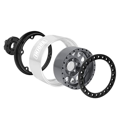 INJORA 1.9 Beadlock Wheel Offset -10.4mm for 1/10 RC Crawler (Black＆Grey) - color: Black&grey