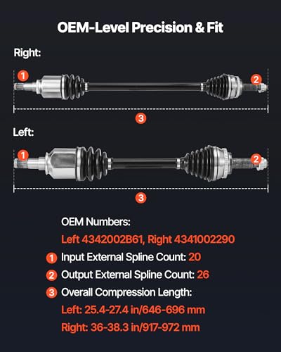 VEVOR CV Axle Shaft Assembly, 2 Pieces Front Left & Right (Driver and Passenger Side), Automotive Replacement CV Joint Axles Pair Compatible with 2009-2018 Toyota Corolla, Alloy Steel & Carbon Steel - size: 2009-2018 Toyota Corolla, style: Front Driver an