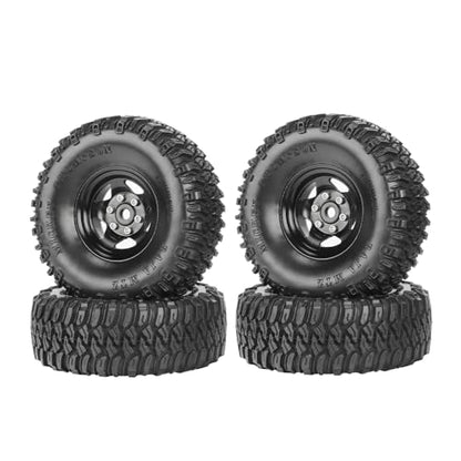 4PCS 1.55 Inch Aluminum Alloy 5Spoke Beadlock Wheel Rim Tyre and 95mm Rubber Tires Set for 1/10 RC Rock Crawler Car Upgrade Parts for Tamiya Axial AX90069 D90 TF2 CC01 LC70(A-Black) - color: A-black