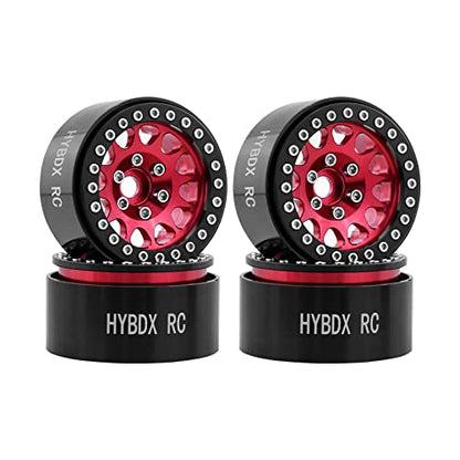 1.9 Inch Aluminum Alloy Beadlock Wheel Rim Hub 4pcs Suit for 1:10 RC Crawler Axial SCX10 SCX10 II TRX4 RC4WD D90(Red 4 PCS)… - color: Red