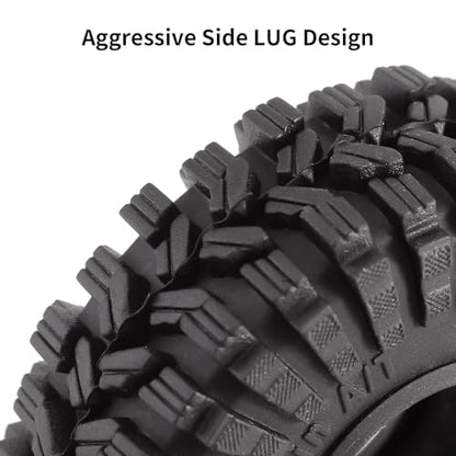 INJORA 1.0 Beadlock Wheel Tires Set -3.78mm Offset for 1/18 1/24 RC, Black - color: Black