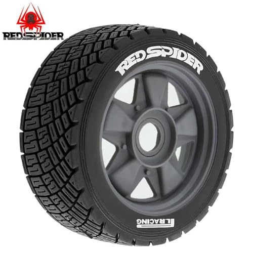 REDSPIDER 1/8 1/10 1/7 RC On Road Tires OD 3.94'' and Rally Racing Wheels 12mm 14mm 17mm Hex for 1:8 1:7 1:10 Street Touring Drift Car ARRMA Typhon 6S Losi Kyosho Tamiya TT02 HPI WR8 HSP 4PCS (Gray) - color: Gray