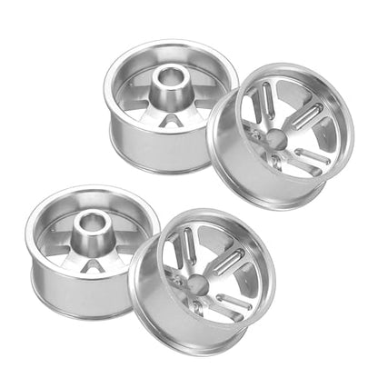 MECCANIXITY 4Pcs RC Car Wheel Rims, 20.5mm Dia 5-Spoke Silver Aluminum Alloy Wheel Rims Hex Hub for HSP RC Drift Racing Touring Car - color: Silver, size: 20.5mm Dia