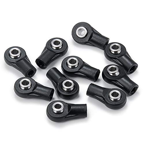 10Pcs M3 Plastic Bent Rod Ends,Black M3 Crawler Width Balls Ends for Axial D90 SCX10 RC Car (Black C) - color: Black C