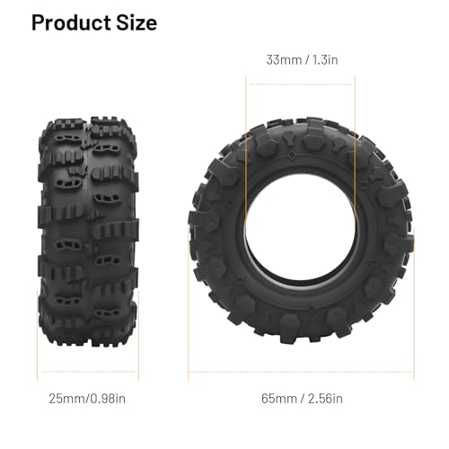 1.3 Crawler Tires, daitoku 65 * 25 * 33mm 1.3 RC Tires for SCX24 TRX4M AX24 1/18 1/24 RC Crawler - Style B - style: Style B