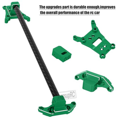RC Carbon Fibre& Aluminum #6730 Chassis Brace Kit Upgrades Part for 1/10 Slash 4X4 LGG (VXL),Rustler 4WD (VXL) Heavy Duty Chassis Brace Hops Up.Green - color: Green( for 1/10)